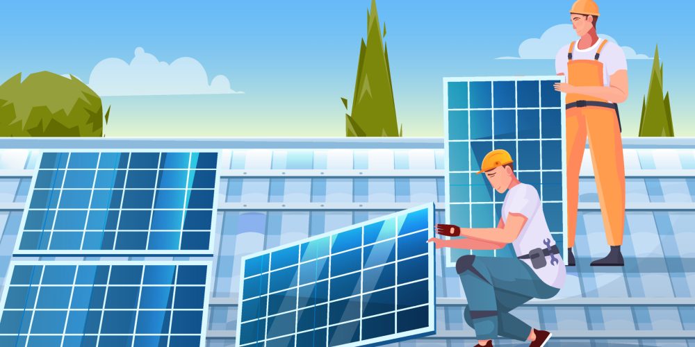 Solar Panels Installation Flat Composition